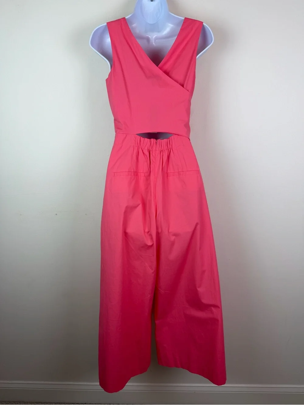 NWT J. Crew Wrap-Tie Jumpsuit in Stretch Poplin Bright Coral Size 4